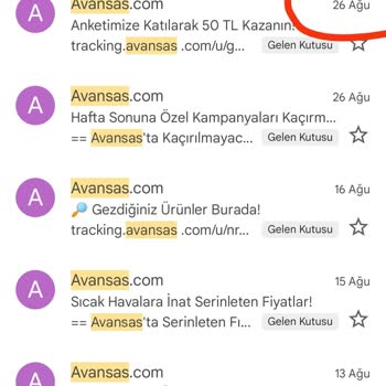 Avansas İn Mail Gönderip Promosyon Kodunu Vermemesi