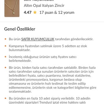 Trendyol - Safir Kuyumculuk Altın Ürünlerimin İadesini Kabul Etmiyor