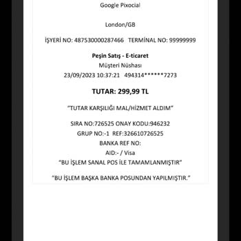 "Google Pixocial" Kartımdan Habersiz Para Çekilmiş Paramın İadesi!