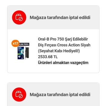 Hepsiburada Market Siparişin Habersiz İptal Edilmesi