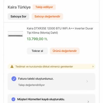 Hepsiburada Teslim Edilemeyen Ve Teslim Edildi Görünen Klimalar