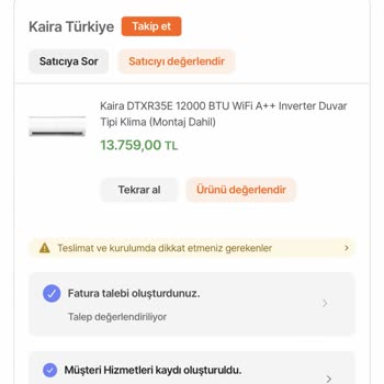 Hepsiburada Teslim Edilemeyen Ve Teslim Edildi Görünen Klimalar