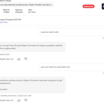 Hepsiburada'nın Epin Tower ® Adlı Satıcısından Aldığım