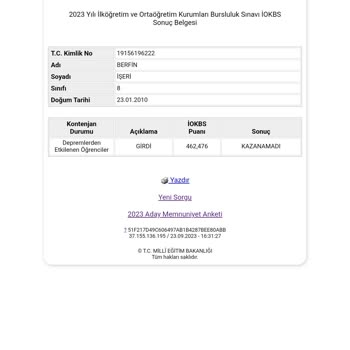 Milli Eğitim Bakanlığı (MEB) Bursluluk Sınavını Taban Puan Yaptığım Halde Kazanamadım