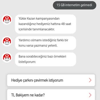 Vodafone Hediye İnternetimi Vermedi