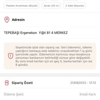 Tıkla Gelsin Ücret İadesini Talep Ediyorum