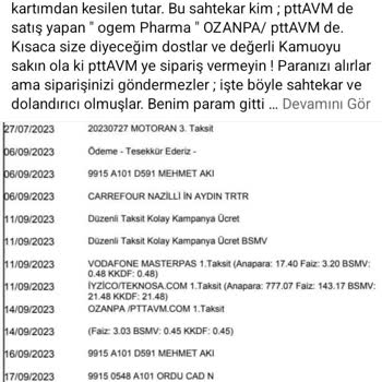 Epttavm " Ogem Pharma " Ozanpa 15 Gündür Siparişimi Göndermiyor