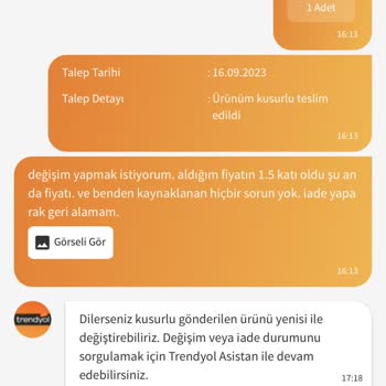 Trendyol Ve Benjamin Sport Ürün Değişim Şikayeti