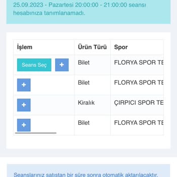 İBB Tenis Dersi Alamama