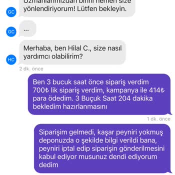 Getir 3 Buçuk Saat Boyunca Bekletip Sorumsuzca Siparişimi İptal Ettiler