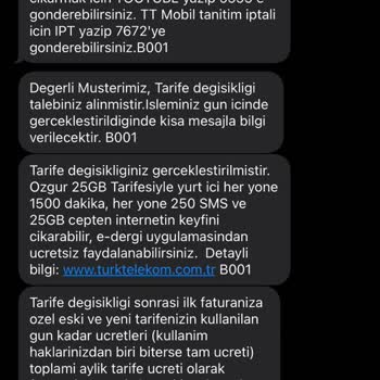Türk Telekom Rızam Dışında Tarife Değişikliği