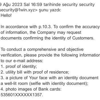 1win Kendi Paramı Vermiyor