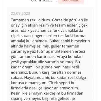 ÇiçekSepeti Çiçek Sepetinden Görsel + Onay Alınan Çiçek İle Gönderilen Farklı.