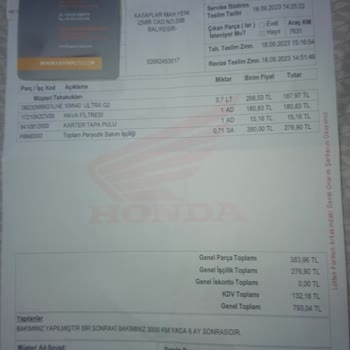 Honda Motosiklet Serviste Fahiş Fiyatlar Ve Gereksiz Değişimler