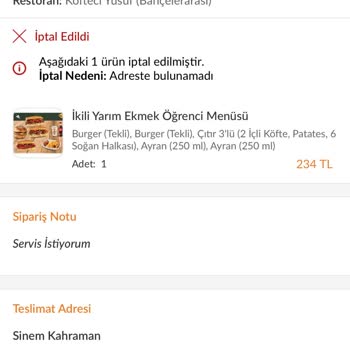 Trendyol Yemek Teslimat Problemi, Yanlış Bilgilendirme