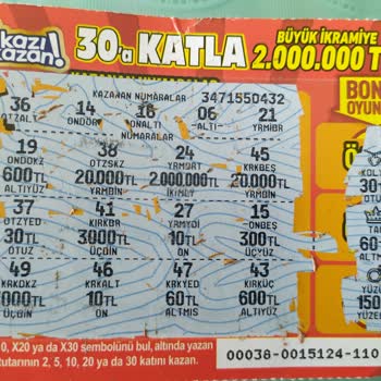 Kazı Kazan Seyyar Bayii Den Alınan Biletimde