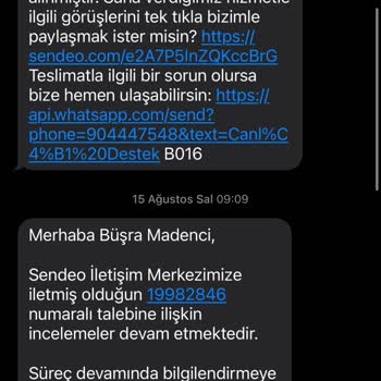 Sendeo Ürünümü Teslim Alamadım.