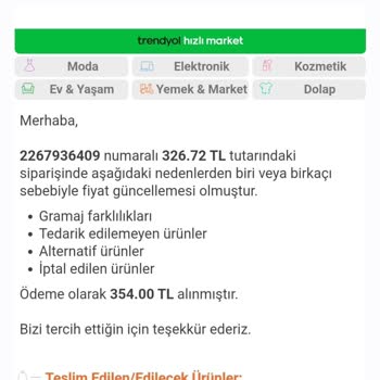 Trendyol Hızlı Market Yanlış Ürünü Geri Almıyor