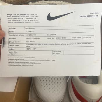 Barçın Spor Ve Nike Ayakkabı Ürün Hatası Kabul Etmemeleri