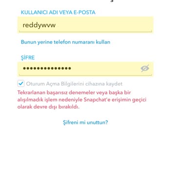 Snapchat Erişim Engeli Hatası