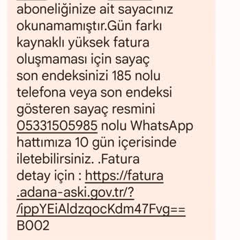 Adana Büyükşehir Belediyesi Sayaç Okunamıyor Deniliyor. Gelirseniz Okunur