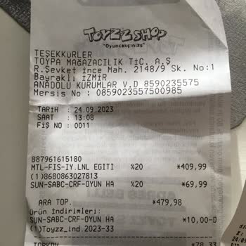 Toyz Shop Etiket Fiş Tutarsızlığı