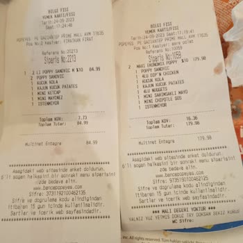 Prime Mall Popeyes'ten Aldığım Menülerin Kalitesi Çok Kötü
