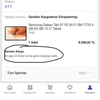 Geciken Kargolama / N11 & Samsung