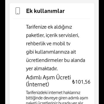 Vodafone Sabit Fiyatlı Faturalı Hattıma 1,5 Kat Aşım Ücreti Koyulması