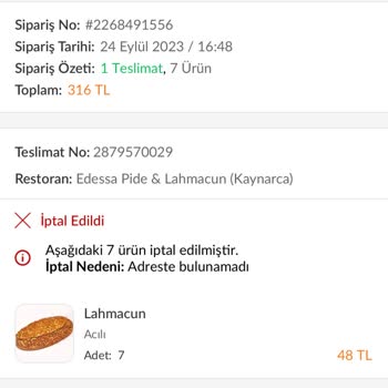 Trendyol Yemek Kayıp Sipariş Kapıma Bırakılmadı Restorana İade Yok?