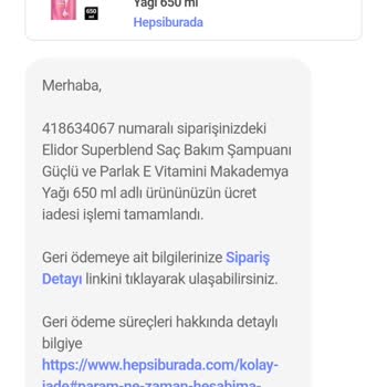 Elidor Ürünün Kendi Kendine İptali Ve İade Ücreti Alamamak
