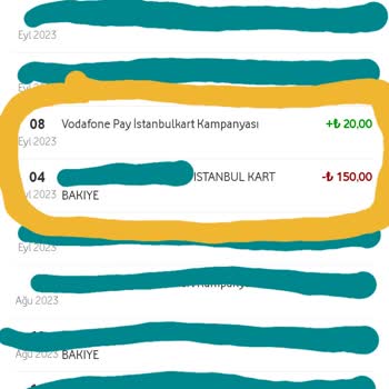 Vodafone Pay'de İstanbulkart İçin Eksik İade