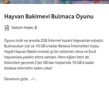 Vodafone Hediye İnternet Tanımlanmaması