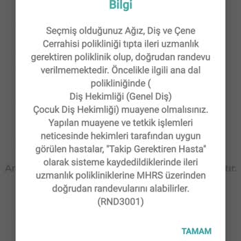 MHRS (Merkezi Hekim Randevu Sistemi) Diş Randevusu Alamama