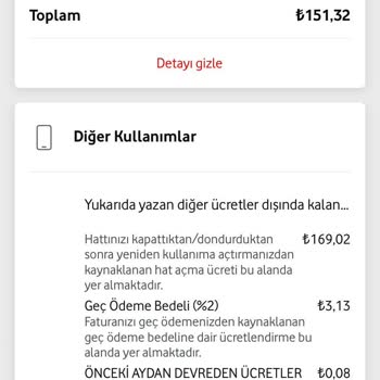 Vodafone Faturanın Fazla Gelmesi