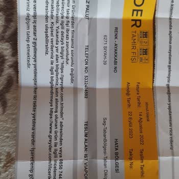 Greyder Garantili Ürünün Yapılmaması