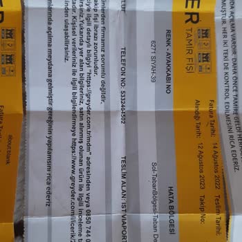 Greyder Garantili Ürünün Yapılmaması