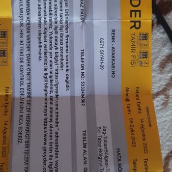 Greyder Garantili Ürünün Yapılmaması