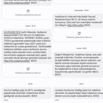 Vodafone Ücretsiz Paketi İptal Edip Ücretli Yaptı