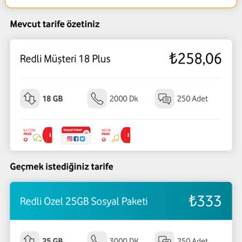 Vodafone Yüksek Tarife Fiyatı