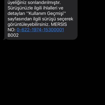 GetirAraç Üyeliğim Kalıcı Olarak Durduruldu