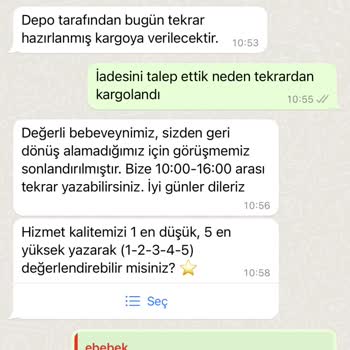 ebebek İade Edilen Kargonun Tekrardan Tarafıma Kargolanması