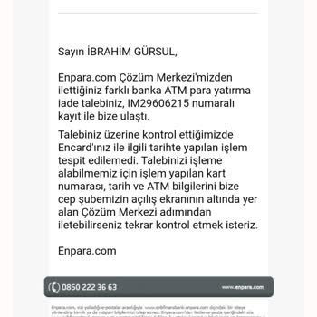 Enpara Param İade Edilmedi