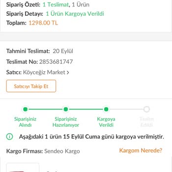 Sendeo Kargo On Gündür Hareketsiz Kargo.