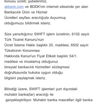 Akbank Döviz Aktarma Ücretinin İadesi Yapılmıyor