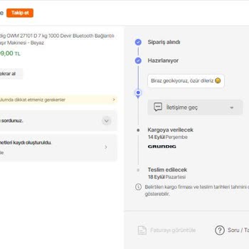 Hepsiburada Grundig Mağazası Ürünümü 3 Haftadır Yollamıyor