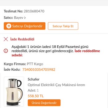 Trendyol Ürün İade Sorunu