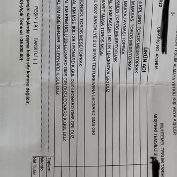 Mondi Mobilya Teslimat Problemi