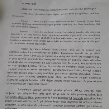 Eminevim Tarım Hisse İadesi Yapılmıyor