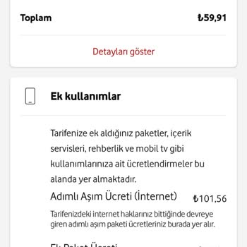 Vodafone Tarife Aşım Ücreti Adı Altında Haksız Ücret Alıyor.